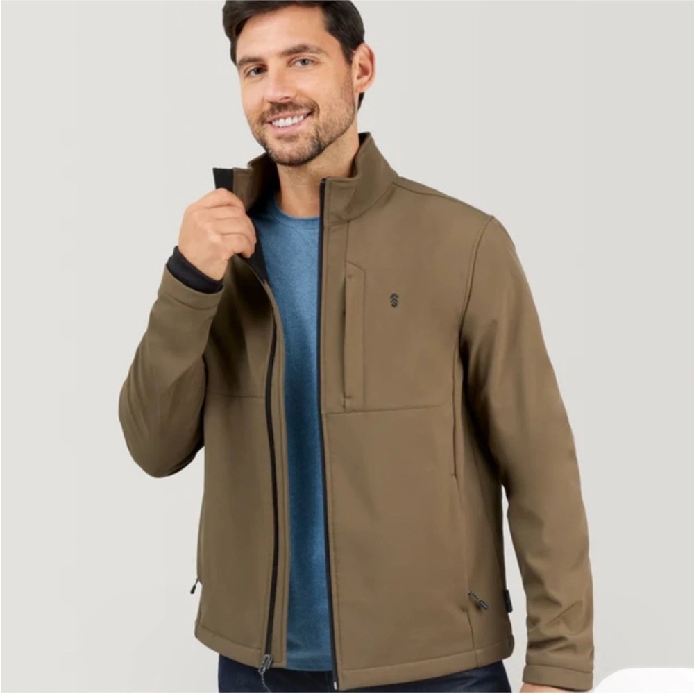Free Country Men's Lanier Super Softshell Jacket Water Resistant Brown‎ Size M